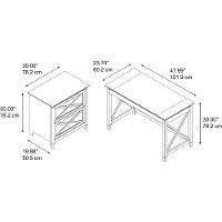 Cherry Brown Writing Desk and Lateral File Cabinet Combo - Key West-8