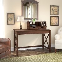 Cherry Brown 48 Inch Writing Desk with Desktop Organizer - Key West