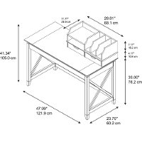 Cherry Brown 48 Inch Writing Desk with Desktop Organizer - Key West-8