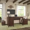 Cherry Brown Computer Desk and Rolling File Cabinet Combo - Key West