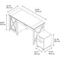 Cherry Brown Computer Desk and Rolling File Cabinet Combo - Key West-8
