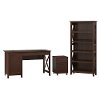 Brown Computer Desk, Rolling File Cabinet, and Bookshelf Combo - Key West-2