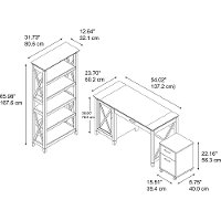 Brown Computer Desk, Rolling File Cabinet, and Bookshelf Combo - Key West-8