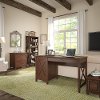 Brown Computer Desk, Lateral File Cabinet, and Bookshelf Combo - Key West