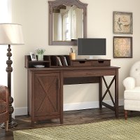 Cherry Brown Computer Desk with Desktop Organizers - Key West