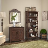 Cherry Brown Bookshelf and Laptop Storage Desk Combo - Key West