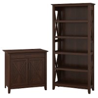 Cherry Brown Bookshelf and Laptop Storage Desk Combo - Key West-2