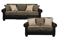 Rustic Black and Brown 2 Piece Living Room Set - Marksman