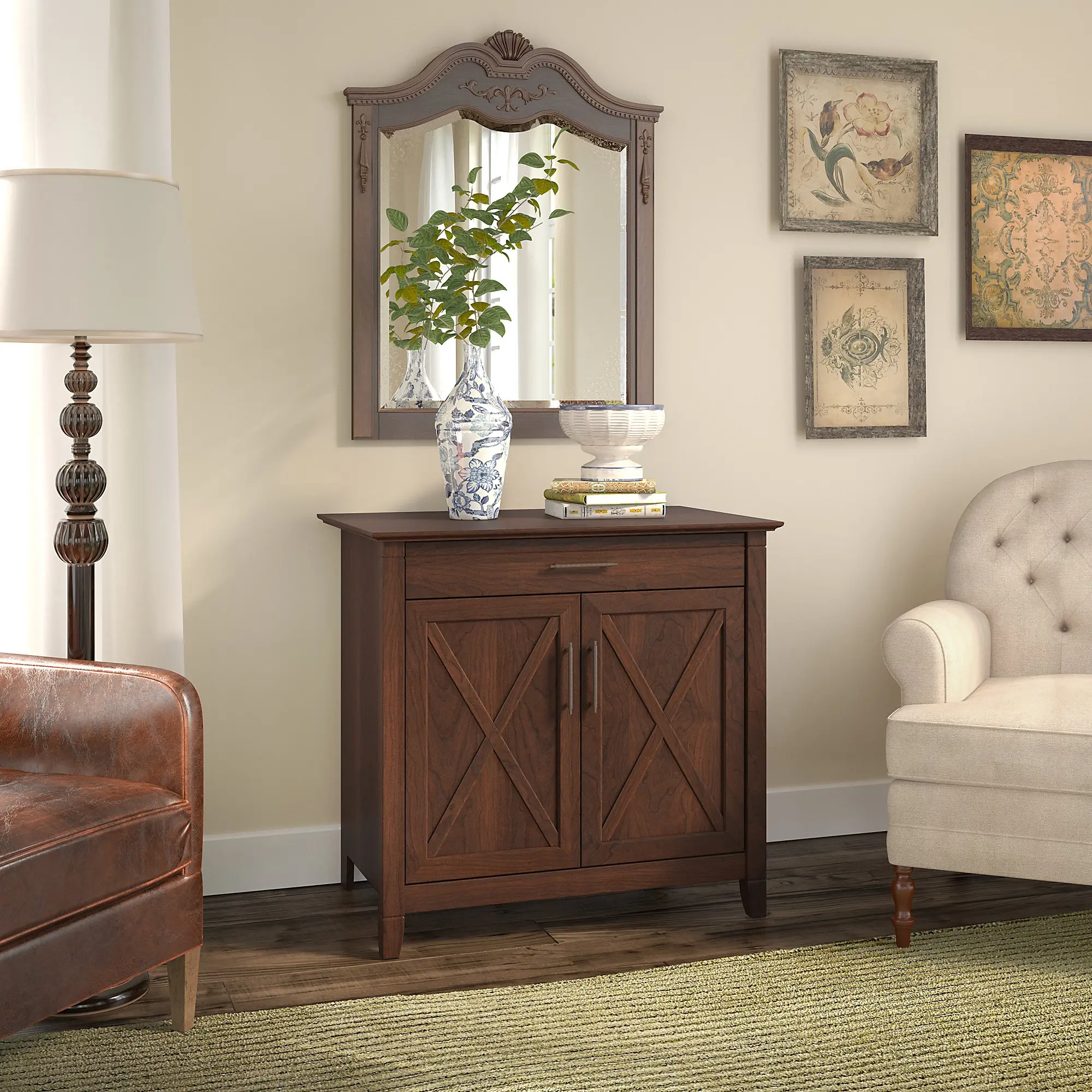 KWS132BC-03 Cherry Brown Laptop Storage Desk - Key West-1