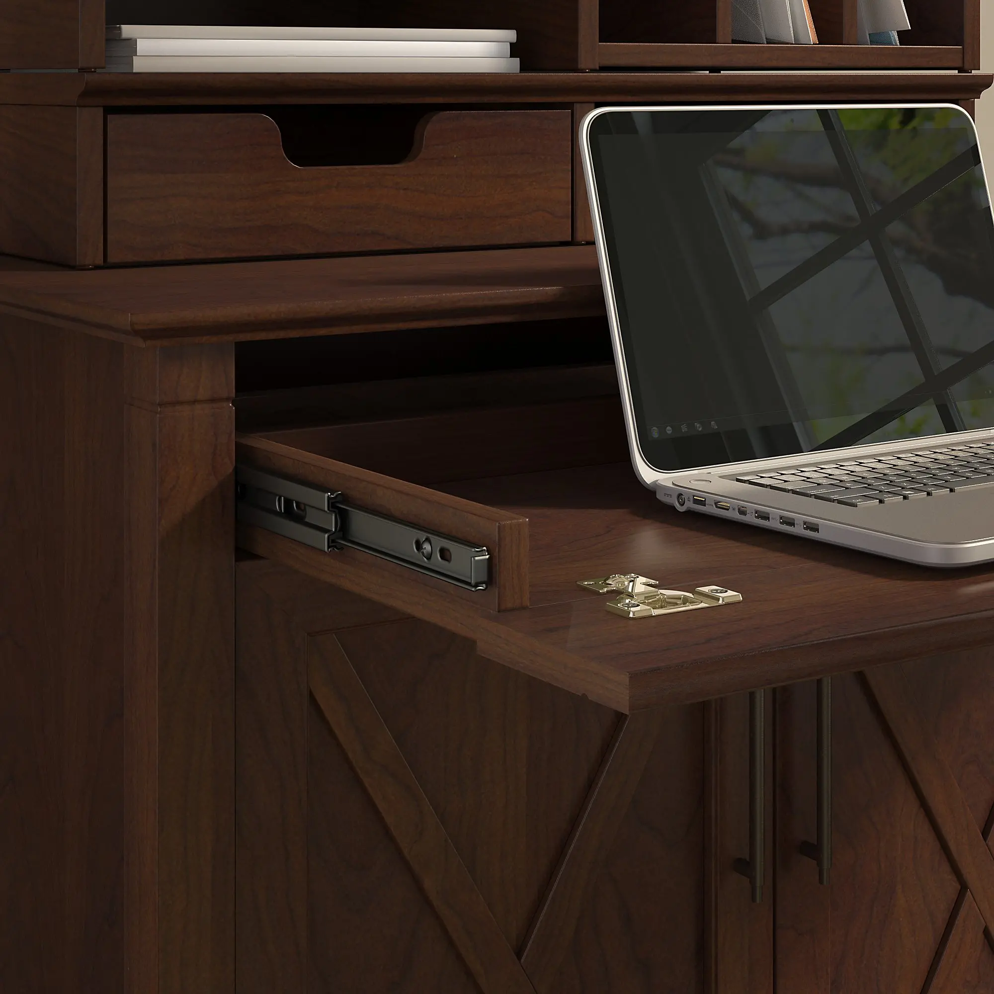 KWS132BC-03 Cherry Brown Laptop Storage Desk - Key West-3