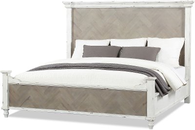Rustic White and Dune Two-Tone Queen Bed - Laurel Grove