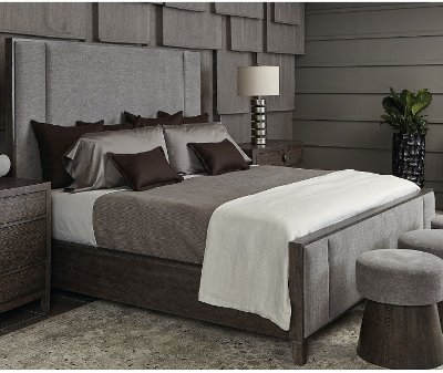 Rustic Modern Charcoal Queen Upholstered Bed - Linea