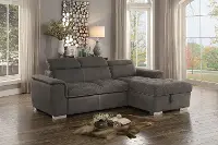 Ferriday Taupe Sectional Sofa with Pullout Sofa Bed and Right-Side Storage Chaise