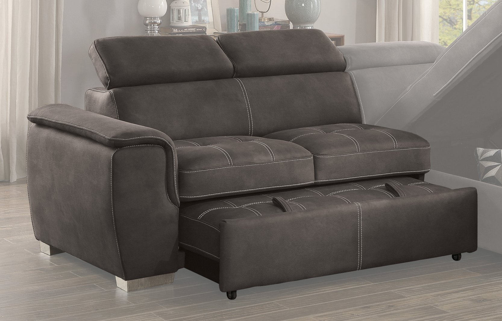 Ferriday Taupe Sectional Sofa with Pullout Sofa Bed and Right-Side Storage Chaise-3