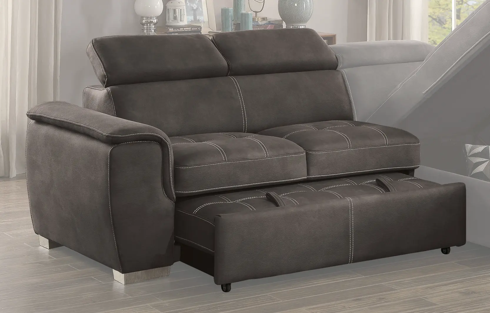 Ferriday Taupe Sectional Sofa with Pullout Sofa Bed and Right-Side Storage Chaise-3