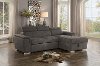 Taupe Sectional Sofa with Pullout Sofa Bed and Right-Side Storage Chaise - Ferriday