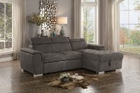 Taupe Sectional Sofa with Pullout Sofa Bed and Right-Side Storage Chaise - Ferriday