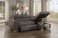 Taupe Sectional Sofa with Pullout Sofa Bed and Right-Side Storage Chaise - Ferriday-2