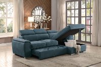 Blue Sectional Sofa with Pullout Sofa Bed and Right-Side Storage Chaise - Ferriday-2