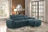 Ferriday Blue Sectional Sofa with Pullout Sofa Bed and Right-Side Storage Chaise