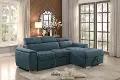 Ferriday Blue Sectional Sofa with Pullout Sofa Bed and Right-Side Storage Chaise