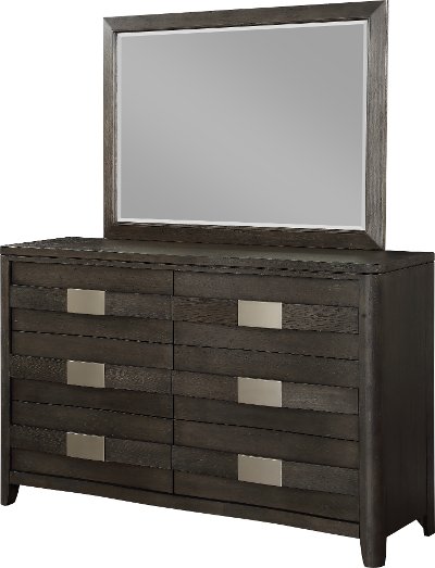 1001-110/DRESSER Contemporary Dark Gray Dresser - Contour
