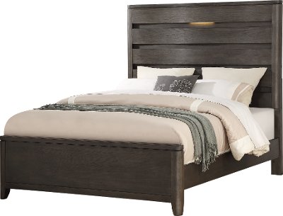 KIT Contemporary Dark Gray Queen Bed - Contour