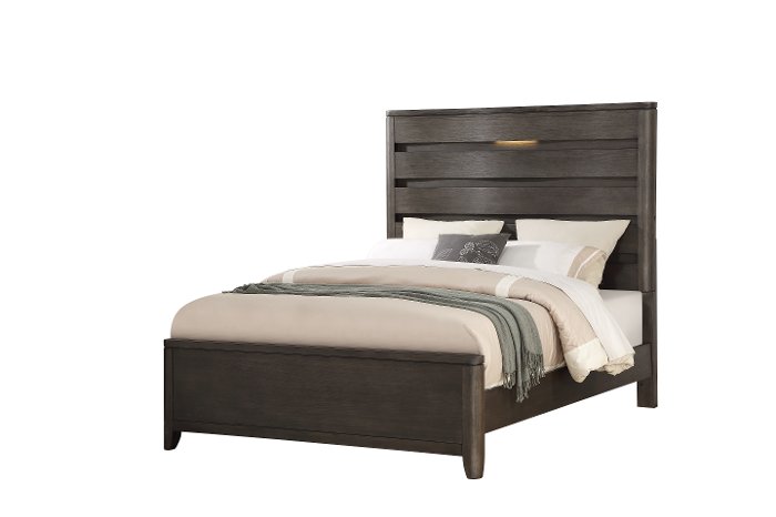 Contemporary Dark Gray Queen Bed - Contour