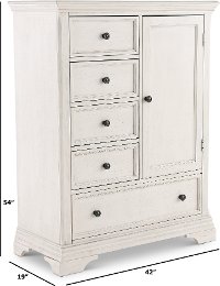 OL-CF-2225SD-BWH Classic Traditional Rustic White Chifferobe - Olivia