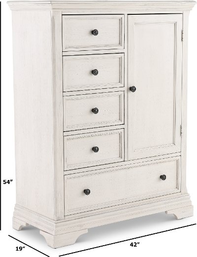 OL-CF-2225SD-BWH Classic Traditional Rustic White Chifferobe - Olivia