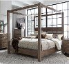 Modern Rustic Brown Queen Canopy Bed - Sonoma Road
