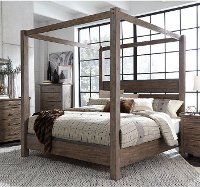 Modern Rustic Brown Queen Canopy Bed - Sonoma Road