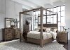 Clearance Modern Rustic Brown King Canopy Bed - Sonoma Road