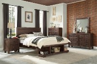 Contemporary Cherry 4 Piece Queen Bedroom Set - Tremaine