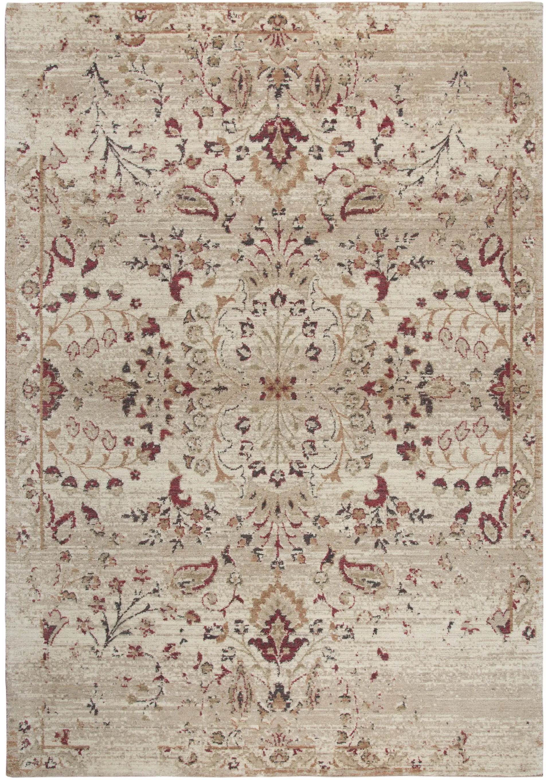5 x 8 Medium Ivory, Gold and Red Area Rug - Gossamer-1