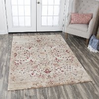 5 x 8 Medium Ivory, Gold and Red Area Rug - Gossamer-2