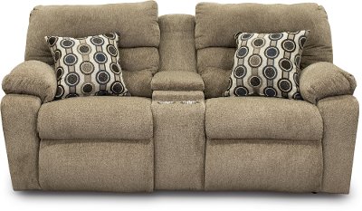 Stone Brown Power Reclining Loveseat with Console - Tribute