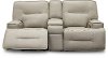 Dove Beige Leather-Match Power Reclining Loveseat with Console - Rockies-2