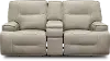 Rockies Beige Leather-Match Power Reclining Console Loveseat