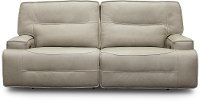 Hermes Dove Beige Leather-Match Power Reclining Sofa - Rockies