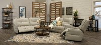 Hermes Dove Beige Leather-Match Power Reclining Sofa - Rockies-3