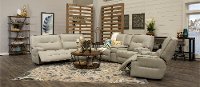 Hermes Dove Beige Leather-Match Power Reclining Sofa - Rockies-4