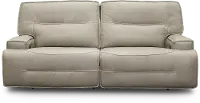 Rockies Beige Leather-Match Power Reclining Sofa