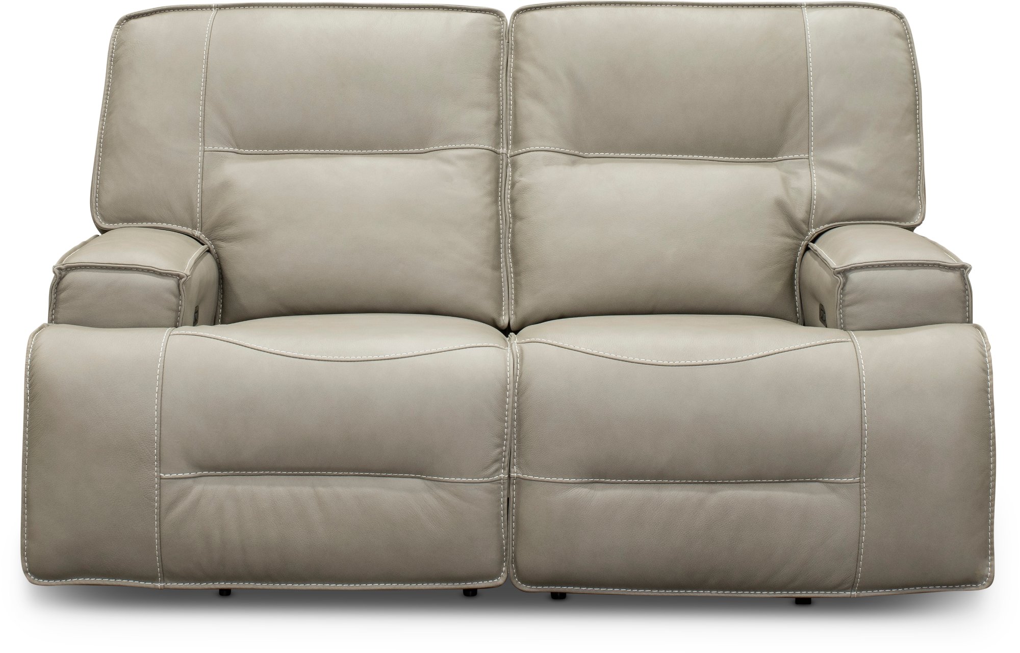 Dove Beige Leather-Match Power Reclining Loveseat - Rockies-1