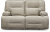 Dove Beige Leather-Match Power Reclining Loveseat - Rockies