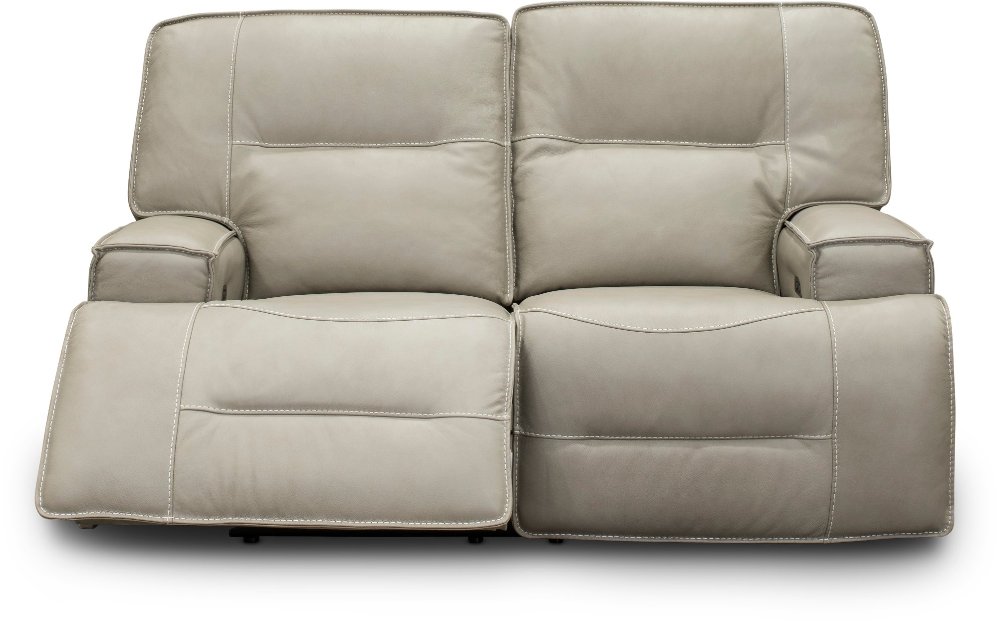 Dove Beige Leather-Match Power Reclining Loveseat - Rockies-2