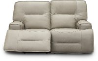 Dove Beige Leather-Match Power Reclining Loveseat - Rockies-2