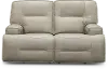 Rockies Beige Leather-Match Power Reclining Loveseat
