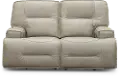 Rockies Beige Leather-Match Power Reclining Loveseat