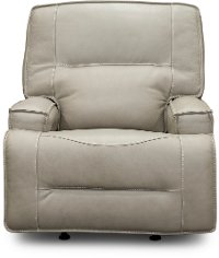 Dove Beige Leather-Match Power Glider Recliner - Rockies